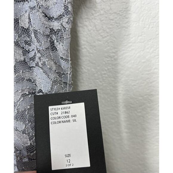 Marina Scalloped Glitter Lace Dress With Jacket Size 12 Silver Formal Wedding - Picture 7 of 9